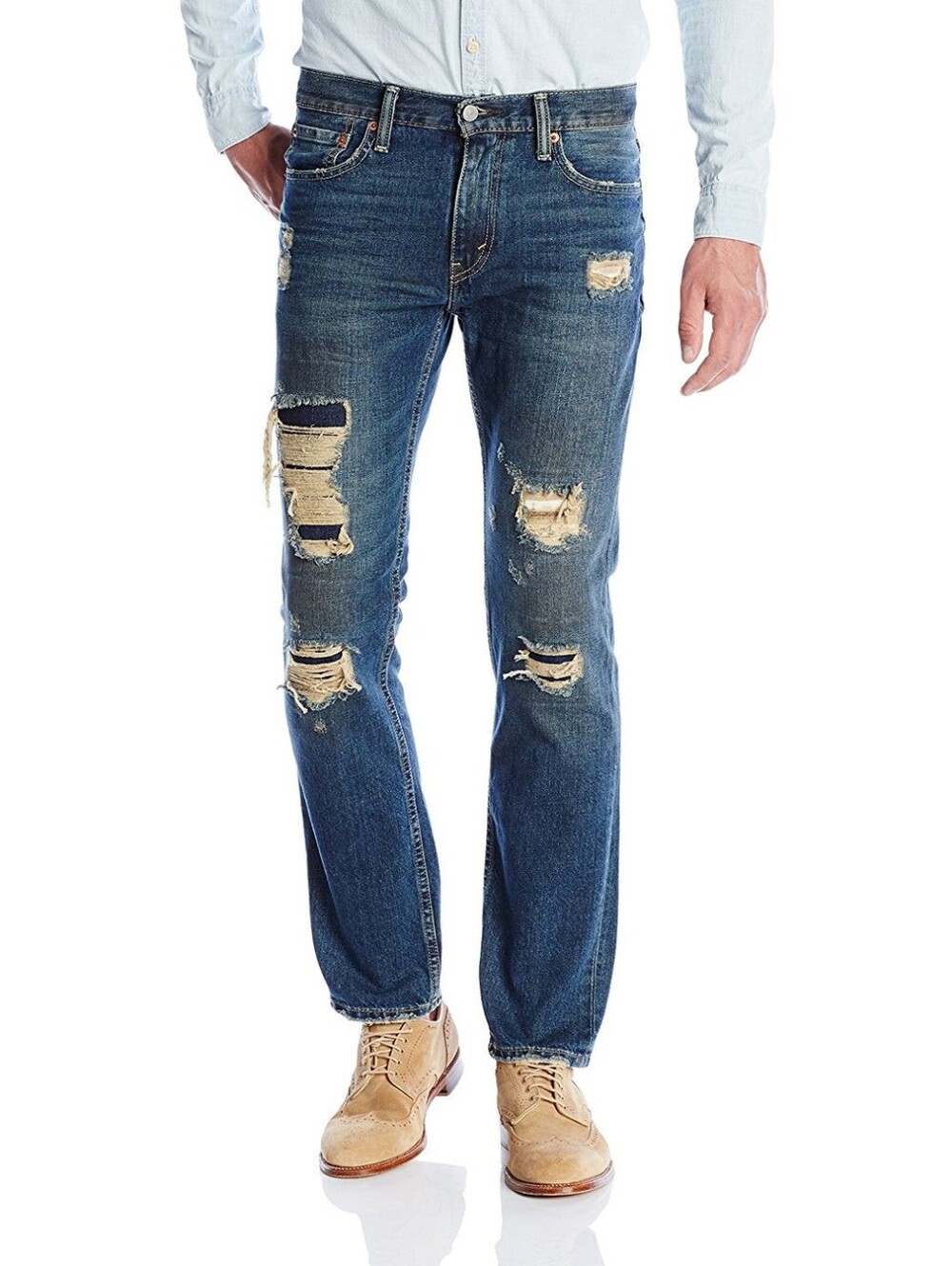 Levi's Jeans Size 32x32 Blue Dark Wash Mens 511 Slim Fit ‎ Distressed Jeans